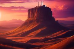 A butte at sunset - AI Generated by Abraham Augustine via DALLE
